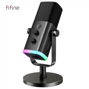S6559e050d22e41059a8732bbc2bf3c90B.webp FIFINE USB/XLR Dynamic Microphone with Touch Mute Button,Headphone jack,I/O Controls,for PC PS5/4 mixer,Gaming MIC Ampligame AM8